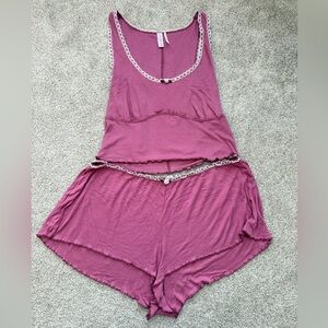 ❌sold❌Urban Outfitters Put From Under Pink Lace-Trim Pajama Set Large